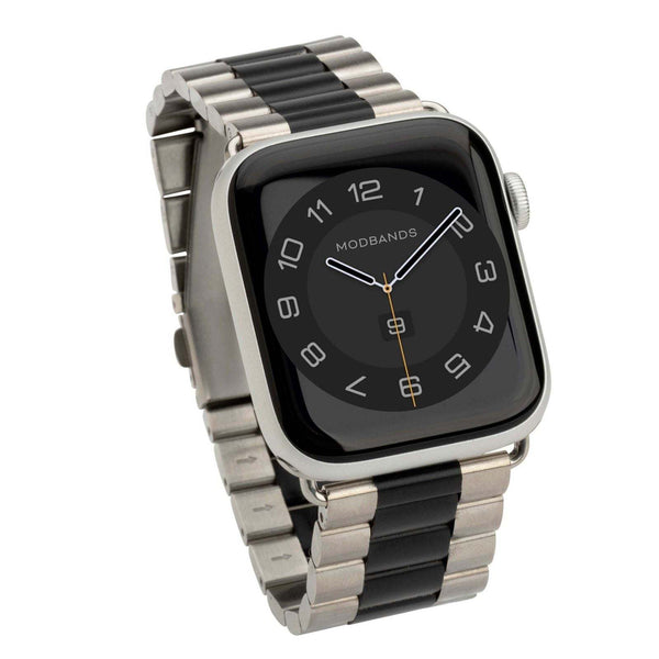 Mod Bands Marseille Apple Watch Band Silver black After hours Bracelet Everyday Female Formal Looks Male Office Steel