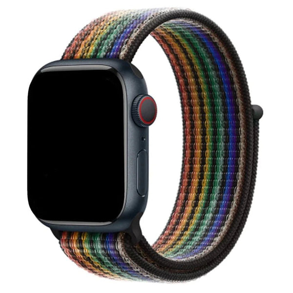 Modbands Black Rainbow Striped Sport Loop Apple Watch band