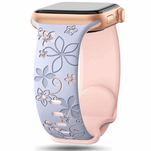 Modbands Blue Pink DuoTone Floral Silicone Apple Watch band