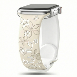 Modbands DuoTone Floral Silicone - Starlight/White Apple Watch band