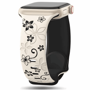 Modbands DuoTone Floral Silicone - Starlight/Black Apple Watch band