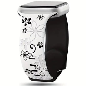 Modbands White Black DuoTone Floral Silicone Apple Watch band