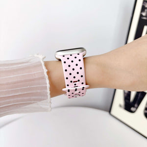 Silicone Prints - Pink Polka Dot Apple Watch band