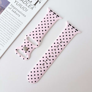 Silicone Prints - Pink Polka Dot Apple Watch band