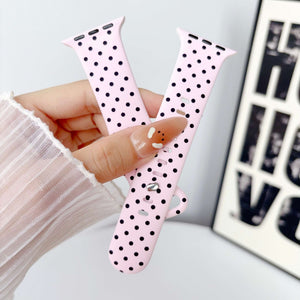 Silicone Prints - Pink Polka Dot Apple Watch band