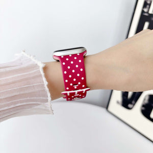Modbands Polka Dot Silicone - Red Apple Watch band