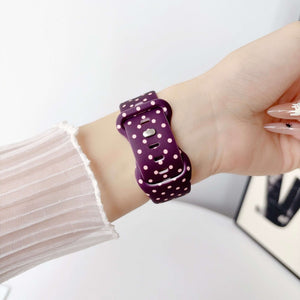 Silicone Prints - Plum Polka Dot Apple Watch band