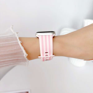 Modbands Stripe Silicone - Pink Apple Watch band