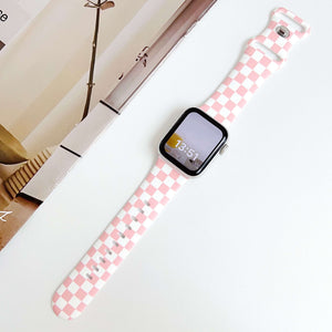 Silicone Prints - Pink Checkerboard Apple Watch band