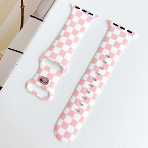 Silicone Prints - Pink Checkerboard Apple Watch band