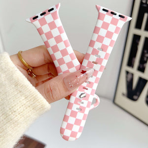 Silicone Prints - Pink Checkerboard Apple Watch band