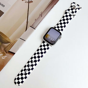 Silicone Prints - Black Checkerboard Apple Watch band