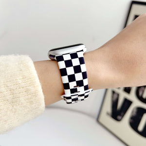 Silicone Prints - Black Checkerboard Apple Watch band