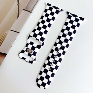 Silicone Prints - Black Checkerboard Apple Watch band