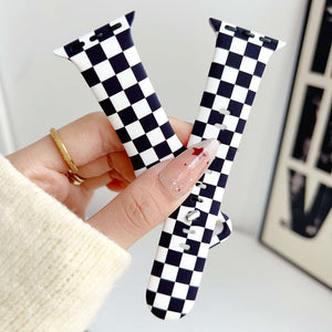 Silicone Prints - Black Checkerboard Apple Watch band