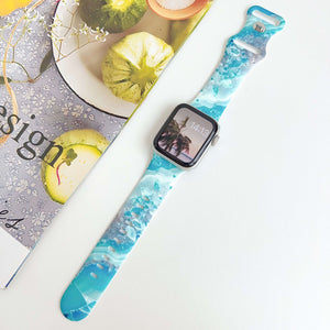 Modbands Marble Silicone - Blue Apple Watch band