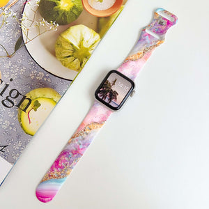 Silicone Prints - Pink Cosmic Marble Apple Watch band