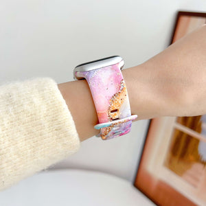 Silicone Prints - Pink Cosmic Marble Apple Watch band