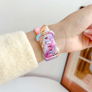Silicone Prints - Pink Cosmic Marble Apple Watch band