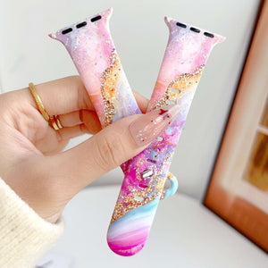 Silicone Prints - Pink Cosmic Marble Apple Watch band