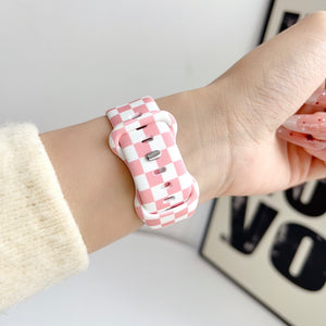 Modbands Checkerboard Silicone - Pink Apple Watch band