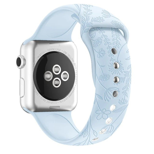 Modbands Light Blue Classic Silicone Impressions Apple Watch band