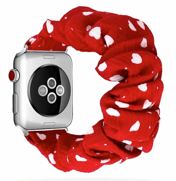 Mod Bands Scrunchie Apple Watch Band Hearts Casual Comfort Everyday Fabric Female Looks Office Overstocks