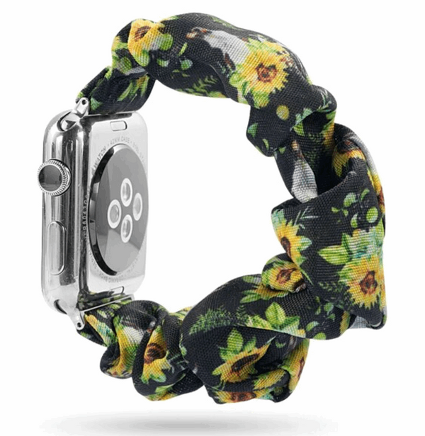 Mod Bands Scrunchie Apple Watch Band Sunflower Casual Comfort Everyday Fabric Female Looks Office Overstocks