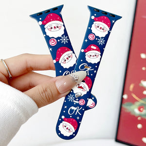 Modbands Blue Santa Christmas Silicone Prints Apple Watch band