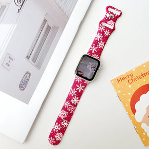 Modbands Red Snowflake Christmas Silicone Prints Apple Watch band