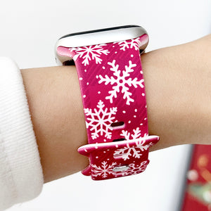 Modbands Red Snowflake Christmas Silicone Prints Apple Watch band