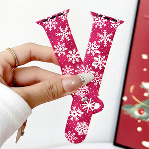 Modbands Red Snowflake Christmas Silicone Prints Apple Watch band