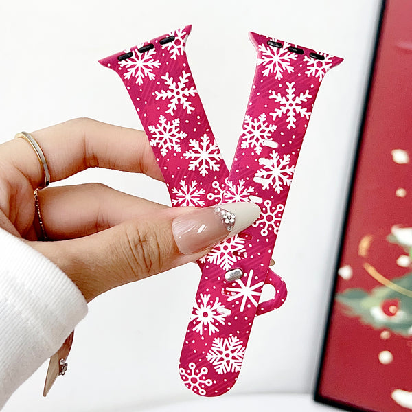 Modbands Red Snowflake Christmas Silicone Prints Apple Watch band