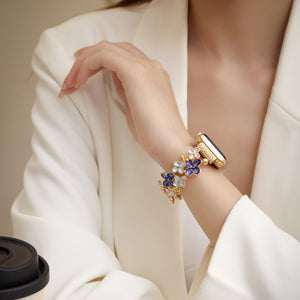 Modbands Hydrangea - Gold Blue Apple Watch band