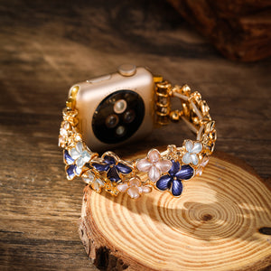 Modbands Hydrangea - Gold Blue Apple Watch band