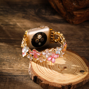 Modbands Hydrangea - Gold Pink Apple Watch band