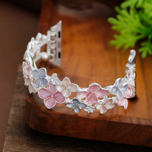 Modbands Hydrangea - Silver Pink Apple Watch band