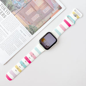 Silicone Prints - Colourful Stripes Apple Watch band