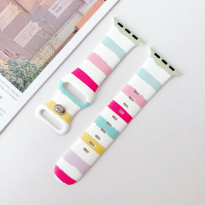 Silicone Prints - Colourful Stripes Apple Watch band