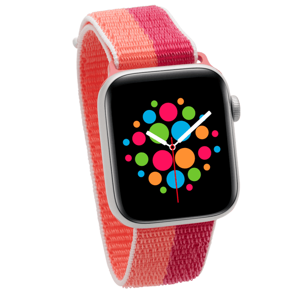 Modbands Nectarine Peony Striped Sport Loop Apple Watch band