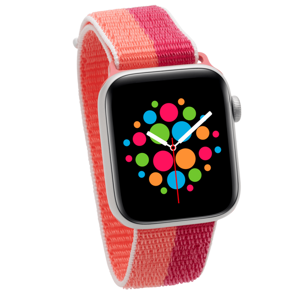 Mod Bands Striped Sport Loop Apple Watch Band Nectarine Peony Active Casual Comfort Everyday Fabric Female Male Nylon Sport Velcro
