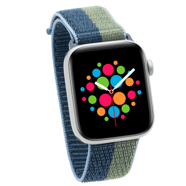 Modbands Abyss Blue Moss Green Striped Sport Loop Apple Watch band