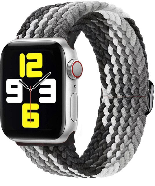 Mod Bands Braided Loop Apple Watch Band Black/White/Grey Active Comfort Everyday Female Male Office