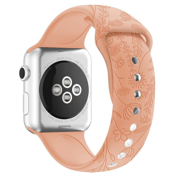 Mod Bands Classic Silicone Impressions Apple Watch Band Peach Active Casual Comfort Designer Everyday Female Looks Office Silicone Sport
