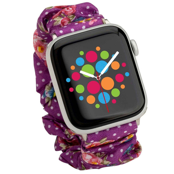 Mod Bands Scrunchie Apple Watch Band Purple Floral Casual Comfort Everyday Fabric Female Looks Office Overstocks