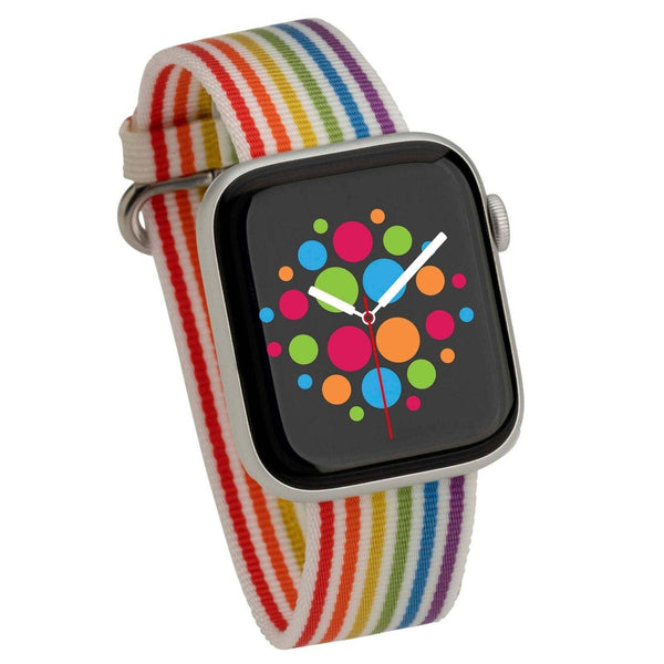 Mod Bands Striped Woven Nylon Apple Watch Band Rainbow pride Casual Comfort Everyday Fabric Female Looks Male Nylon Office Overstocks