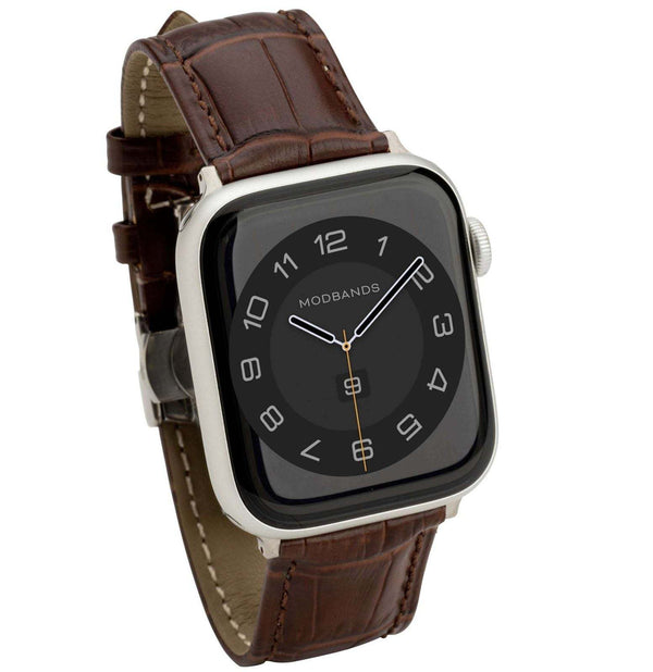 Mod Bands Portofino (Deployment Buckle) Apple Watch Band Brown After hours Formal Leather Looks Male Office