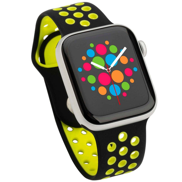 Mod Bands Silicone Sport Apple Watch Band Black yellow Active Casual Comfort Everyday Female Male Silicone Sport