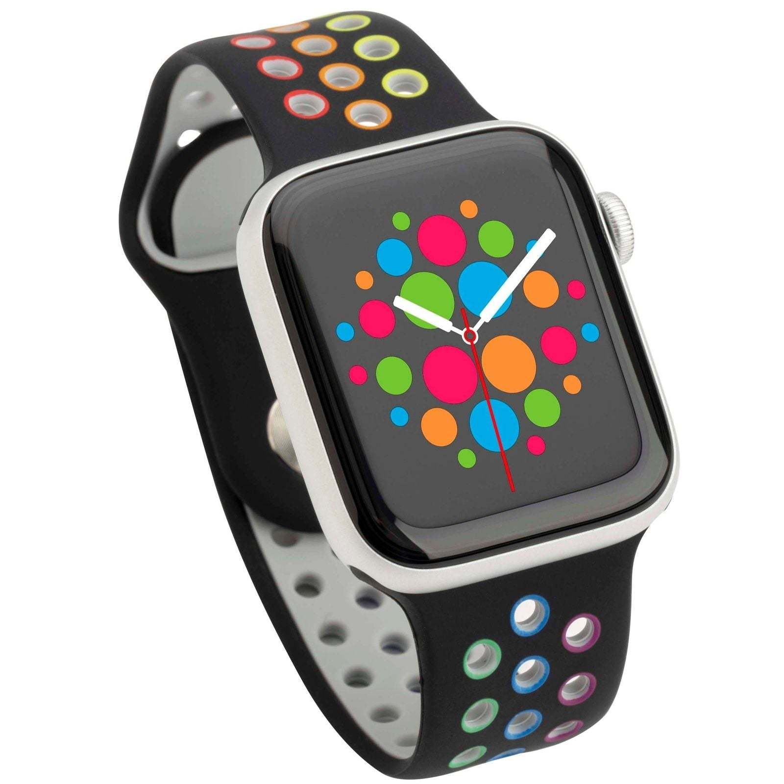 Apple Watch 42 Mm Stainless Steel With White Sport Band Stock Photo -  Download Image Now - iStock