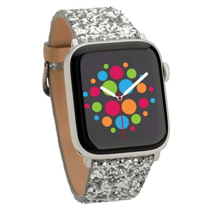 Mod Bands Sparkle Apple Watch Band Silver After hours Casual Designer Female Leather Looks Office